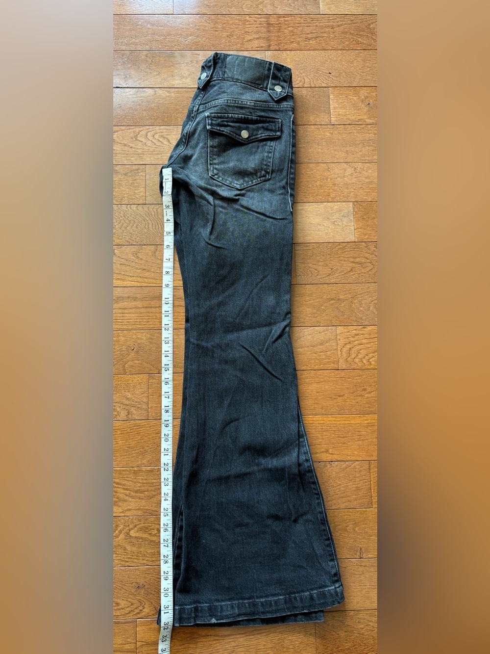 BDG Black Faded Flare Jeans with Front Snap Pockets - Picture 4 of 5